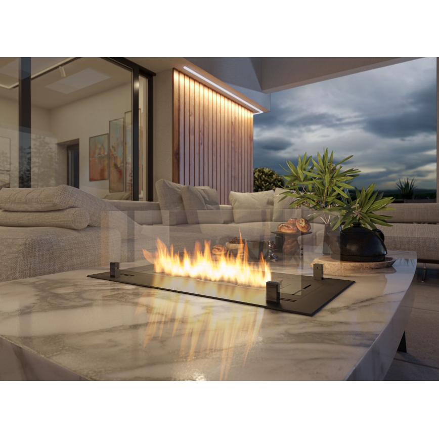 InFire - Wbudowany BIO kominek 8,5x80 cm 3,5kW czarny