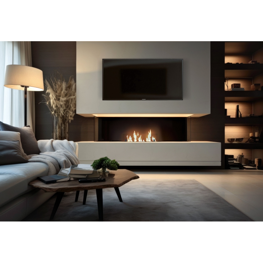 InFire - Wbudowany BIO kominek 8,5x80 cm 3,5kW czarny