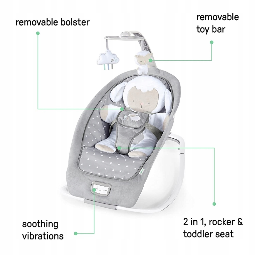 Ingenuity - Bujaczek dziecięcy z muzyką CUDDLE LAMB 3xLR14