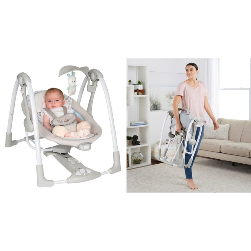 Ingenuity - Dziecięca huśtawka wibracyjna z muzyką 2w1 RAYLAN