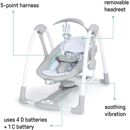 Ingenuity - Dziecięca huśtawka wibracyjna z muzyką 2w1 RAYLAN
