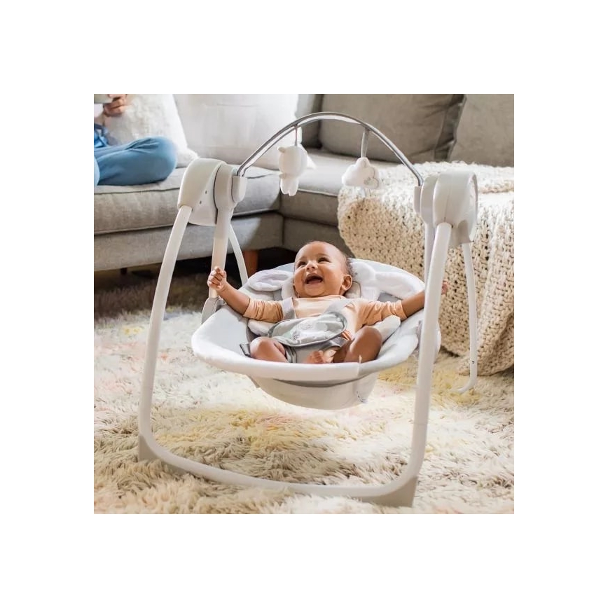 Ingenuity - Dziecięca huśtawka z muzyką CUDDLE LAMB 4xLR14