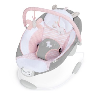 Ingenuity - Leżaczek wibracyjny dla dziecka z muzyką FLORA THE UNICORN 3xC