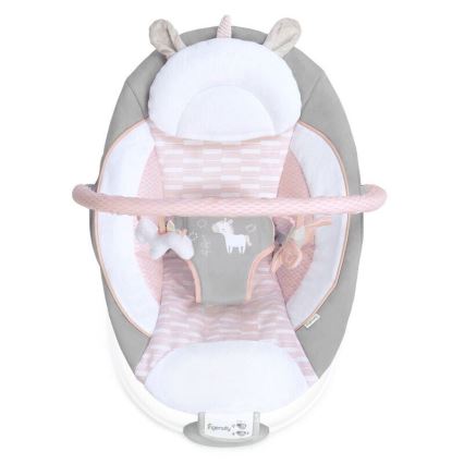Ingenuity - Leżaczek wibracyjny dla dziecka z muzyką FLORA THE UNICORN 3xC