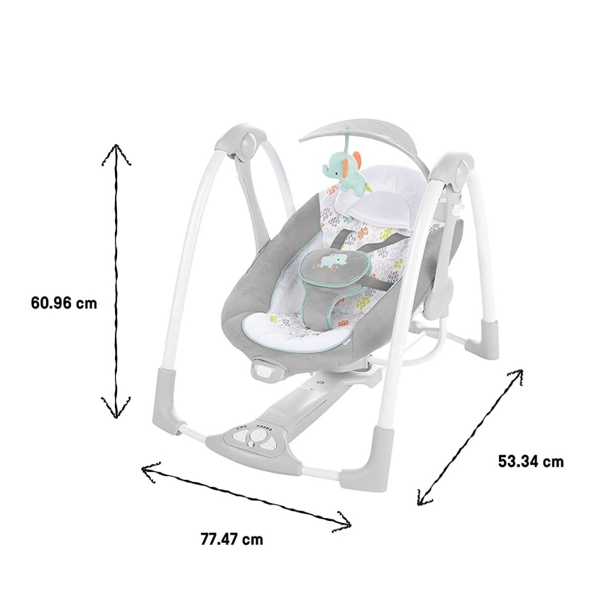 Ingenuity - Wibrująca huśtawka dla dzieci z muzyką 2w1 WIMBERLY 4xD + 1xC