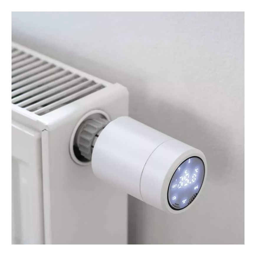 Inteligentna głowica termostatyczna z wyświetlaczem LCD GoSmart M30x1,5 2xAA/1,5V Tuya