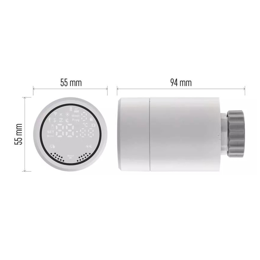 Inteligentna głowica termostatyczna z wyświetlaczem LCD GoSmart M30x1,5 2xAA/1,5V Tuya