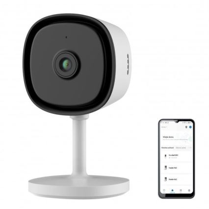 Inteligentna kamera do wnętrz z matrycą Full HD 1080p, zasilanie 5V, łączność Wi‑Fi, kompatybilna z Tuya, biała