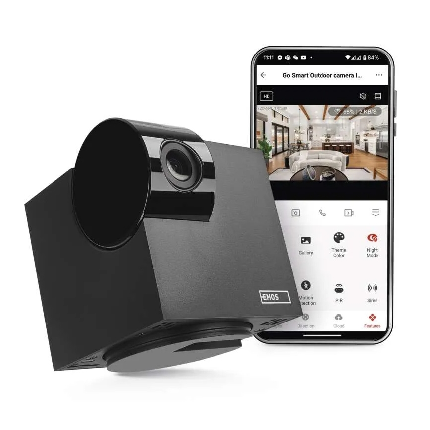 Inteligentna obrotowa kamera wewnętrzna z czujnikiem ruchu GoSmart 5V Wi-Fi Tuya czarna