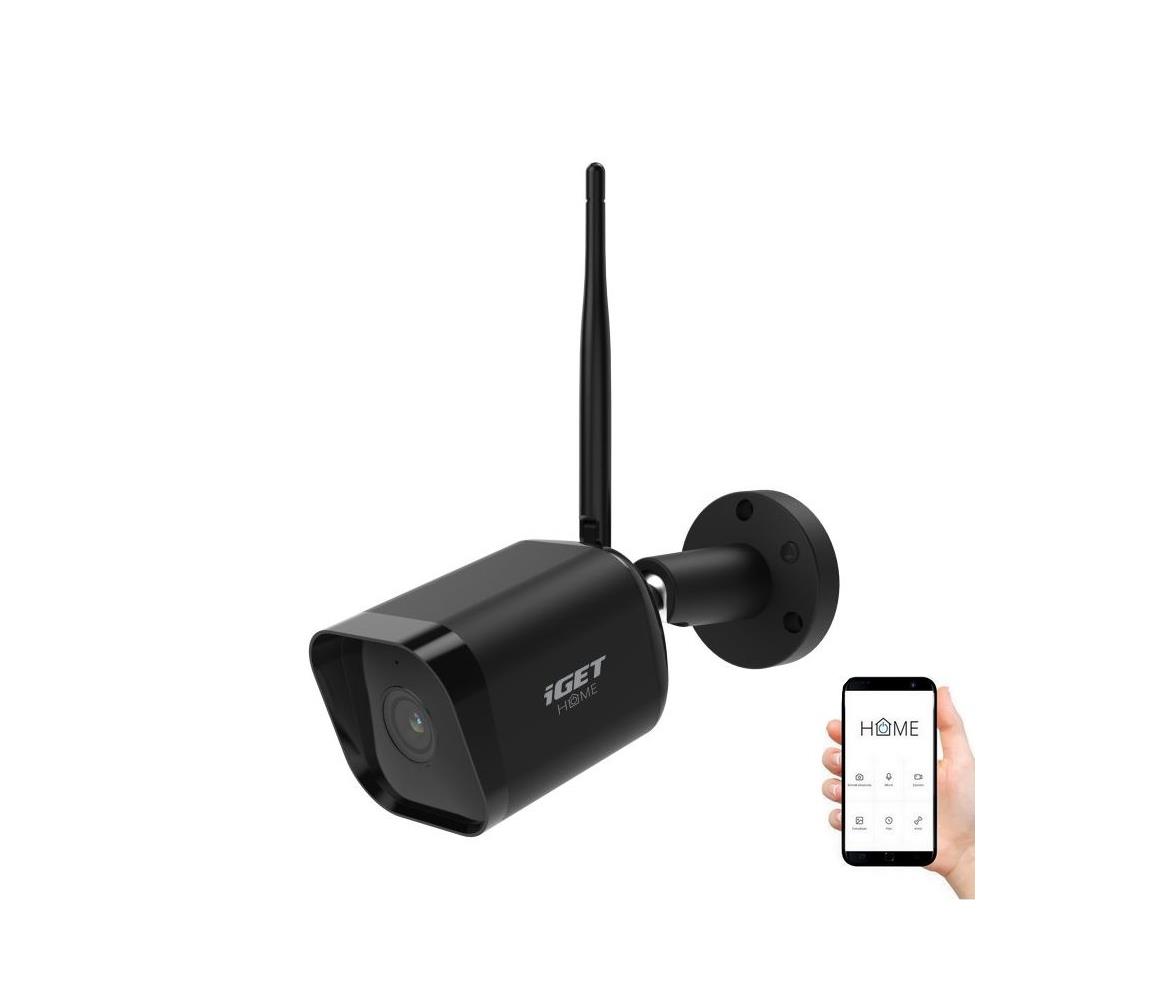 Inteligentna zewnętrzna kamera z matrycą Full HD 1080p, zasilanie 12V, klasa szczelności IP65, łączność Wi-Fi, kompatybilna z Tuya — czarna