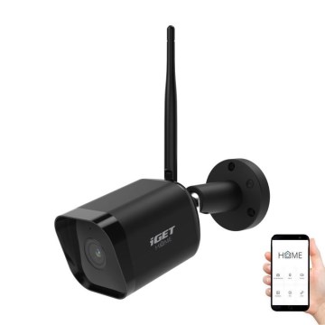 Inteligentna zewnętrzna kamera z matrycą Full HD 1080p, zasilanie 12V, klasa szczelności IP65, łączność Wi-Fi, kompatybilna z Tuya — czarna
