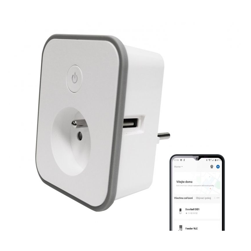 Inteligentne gniazdko z pomiarem zużycia 3680W/230V + 2xUSB/12W/5V Wi-Fi