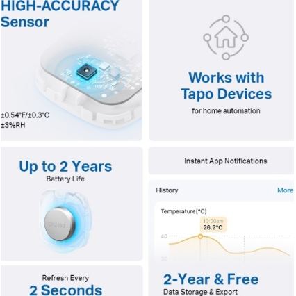 Inteligentny czujnik do pomiaru temperatury i wilgotności — zasilany baterią 1xCR2450