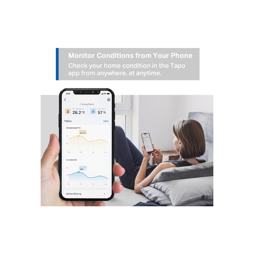 Inteligentny czujnik do pomiaru temperatury i wilgotności — zasilany baterią 1xCR2450