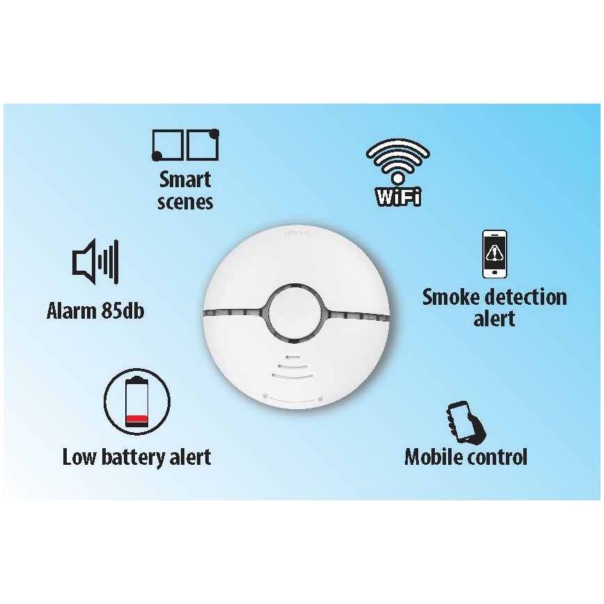 Inteligentny czujnik dymu 2xAAA Wi-Fi Tuya