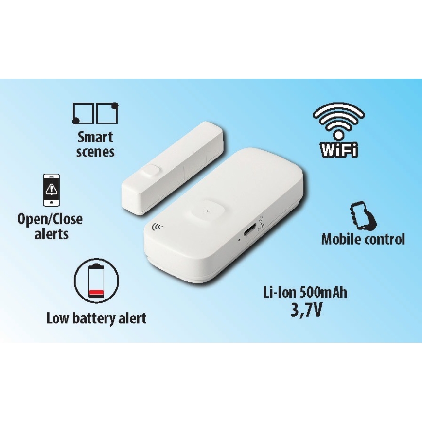 Inteligentny czujnik okien i drzwi 3,7V 500 mAh Wi-Fi Tuya