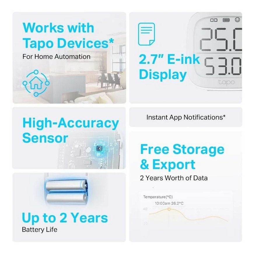 Inteligentny monitor do pomiaru temperatury i wilgotności 2xAAA