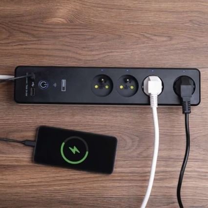 Inteligentny przedłużony kabel z wyłącznikiem GoSmart 4Z + 1xUSB-A + 1xUSB-C 2 m Wi-Fi Tuya