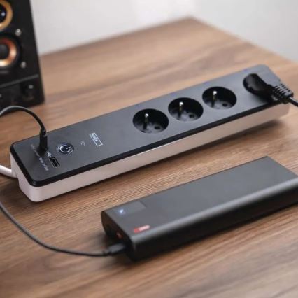 Inteligentny przedłużony kabel z wyłącznikiem GoSmart 4Z + 1xUSB-A + 1xUSB-C 2 m Wi-Fi Tuya
