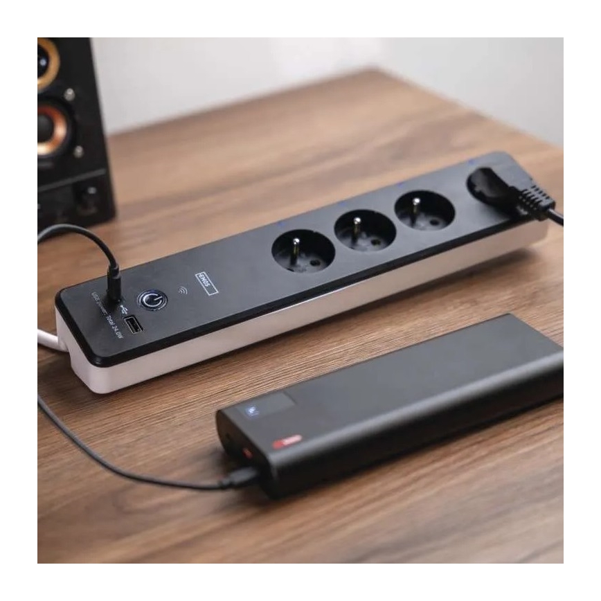 Inteligentny przedłużony kabel z wyłącznikiem GoSmart 4Z + 1xUSB-A + 1xUSB-C 2 m Wi-Fi Tuya