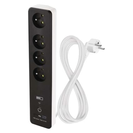 Inteligentny przedłużony kabel z wyłącznikiem GoSmart 4Z + 1xUSB-A + 1xUSB-C 2 m Wi-Fi Tuya