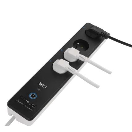 Inteligentny przedłużony kabel z wyłącznikiem GoSmart 4Z + 1xUSB-A + 1xUSB-C 2 m Wi-Fi Tuya