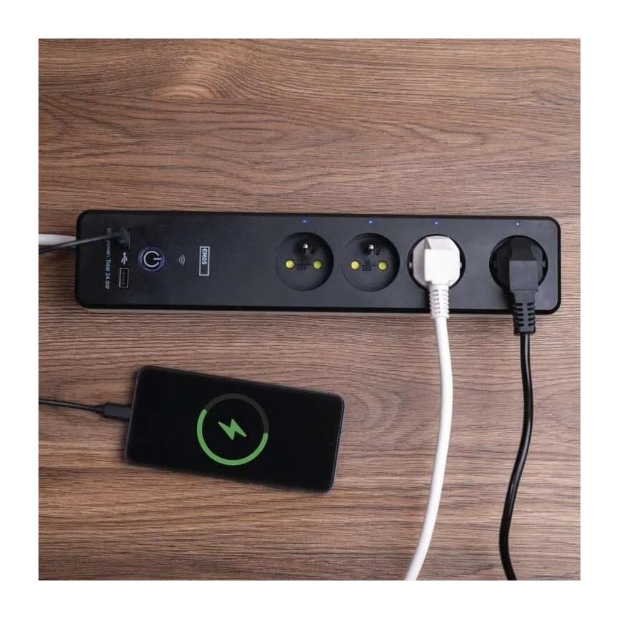 Inteligentny przedłużacz z wyłącznikiem GoSmart 4Z + 1xUSB-A + 1xUSB-C 2 m Wi-Fi Tuya