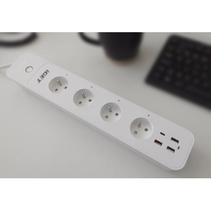 Inteligentny przedłużacz z wyłącznikiem 1,5 m 4Z + 4xUSB Wi-Fi