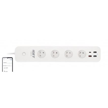 Inteligentny przedłużacz z wyłącznikiem 1,5 m 4Z + 4xUSB Wi-Fi