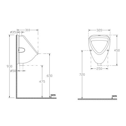 Isvea - Pisuar górne przyłącze, ceramika/biała