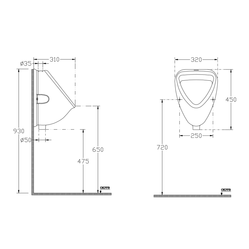 Isvea - Pisuar górne przyłącze, ceramika/biała