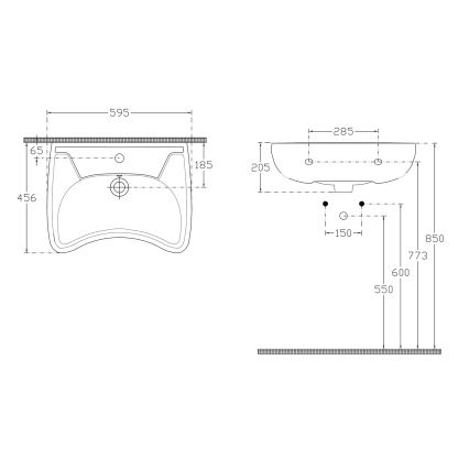 Isvea - Umywalka wisząca dla osób z niepełnosprawnościami 45,6x59,5 cm ceramika/biała