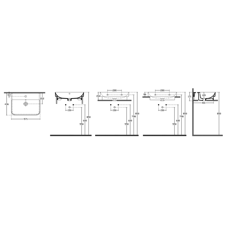 Isvea - Umywalka nablatowa SOTT AQUA 57x44 cm ceramika/biała