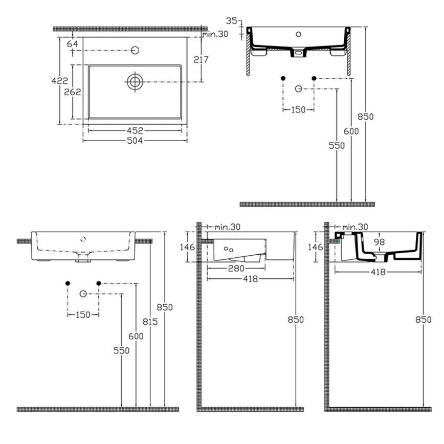 Isvea - Umywalka półwpuszczana PURITY 50x42 cm ceramika/biała
