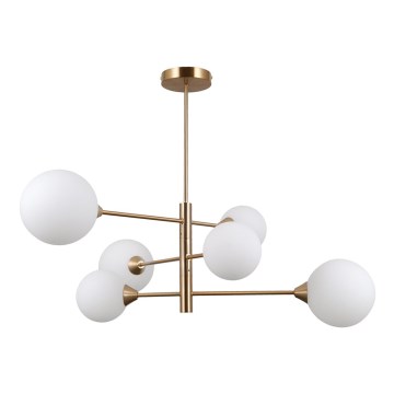 ITALUX - Lampa wisząca na pręcie EVORA 6xG9/5W/230V mosiądz