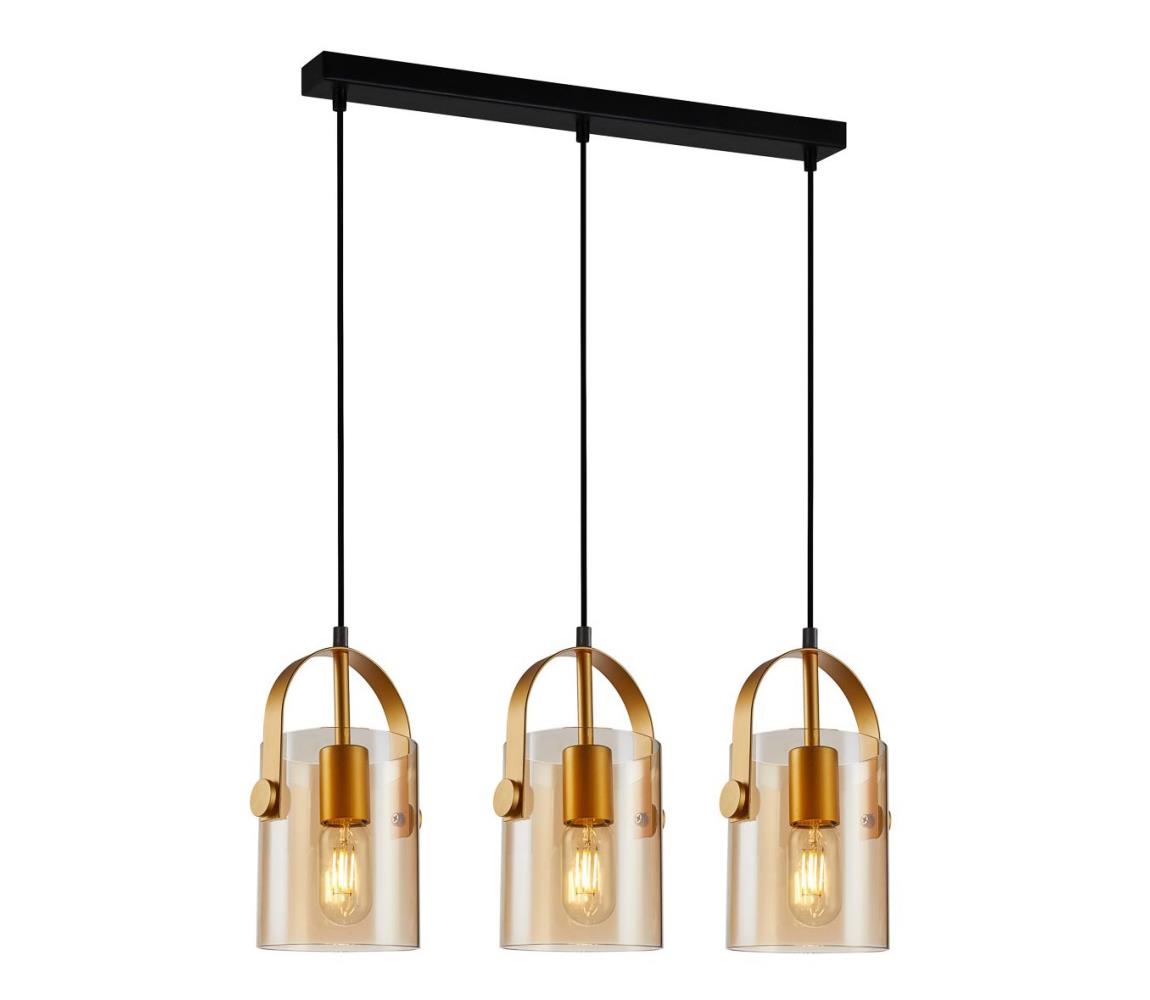 PND-32453-3-GD+AMB - Żyrandol na lince NANESMA 3xE27/40W/230V miedź
