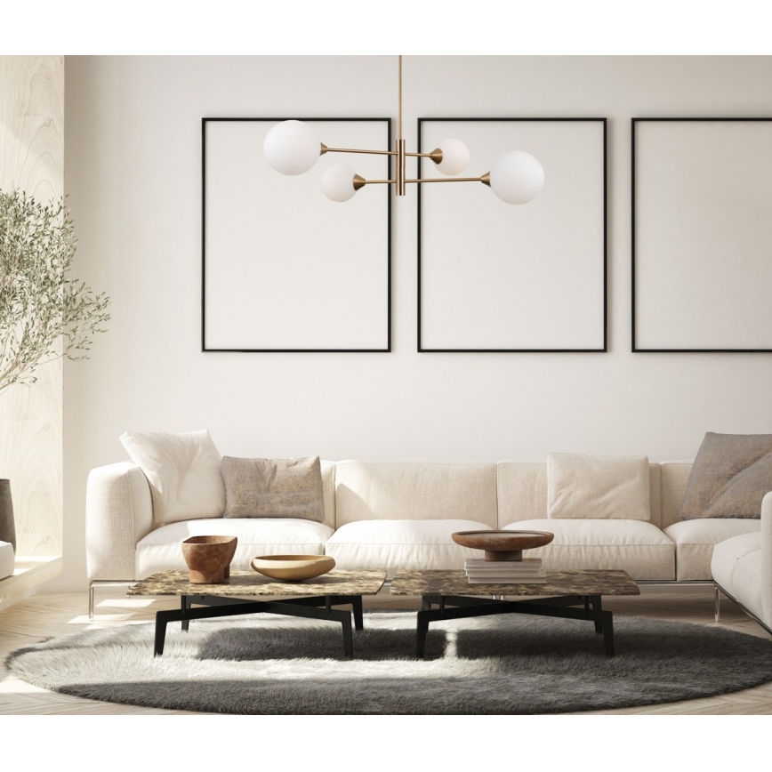 ITALUX - Lampa wisząca na pręcie EVORA 4xG9/5W/230V mosiądz