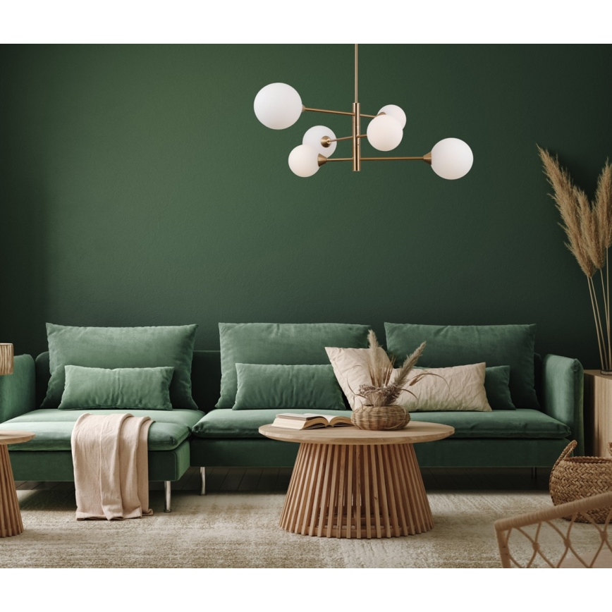 ITALUX - Lampa wisząca na pręcie EVORA 6xG9/5W/230V mosiądz