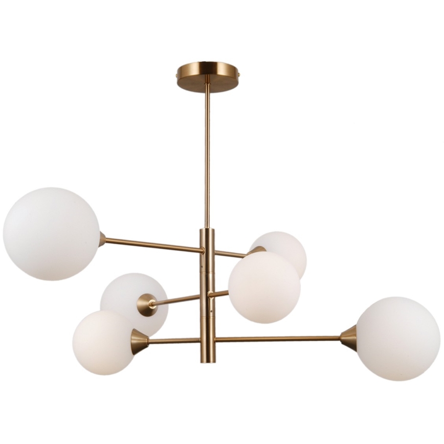 ITALUX - Lampa wisząca na pręcie EVORA 6xG9/5W/230V mosiądz
