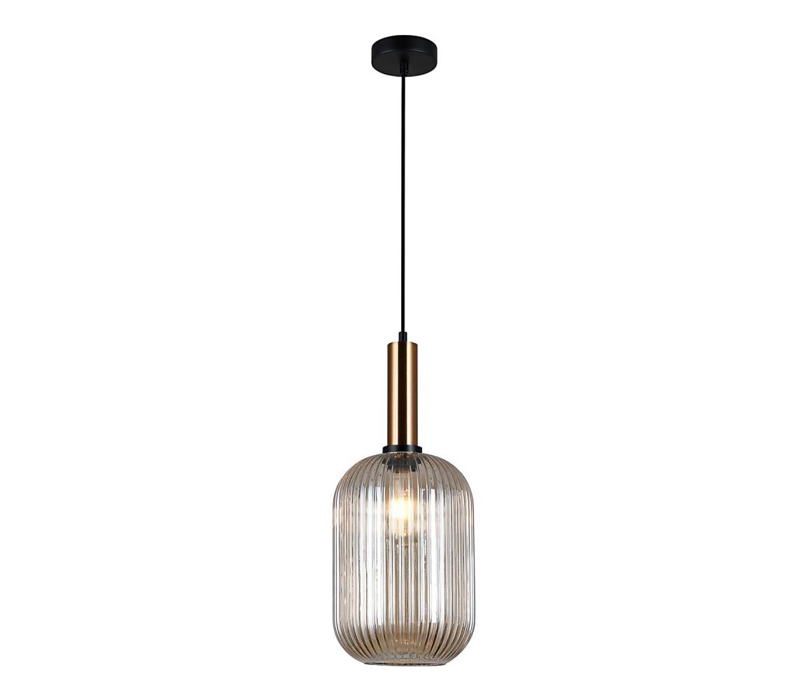 PND-5588-1L-BRO+AMB - Żyrandol na lince ANTIOLA 1xE27/40W/230V brązowy