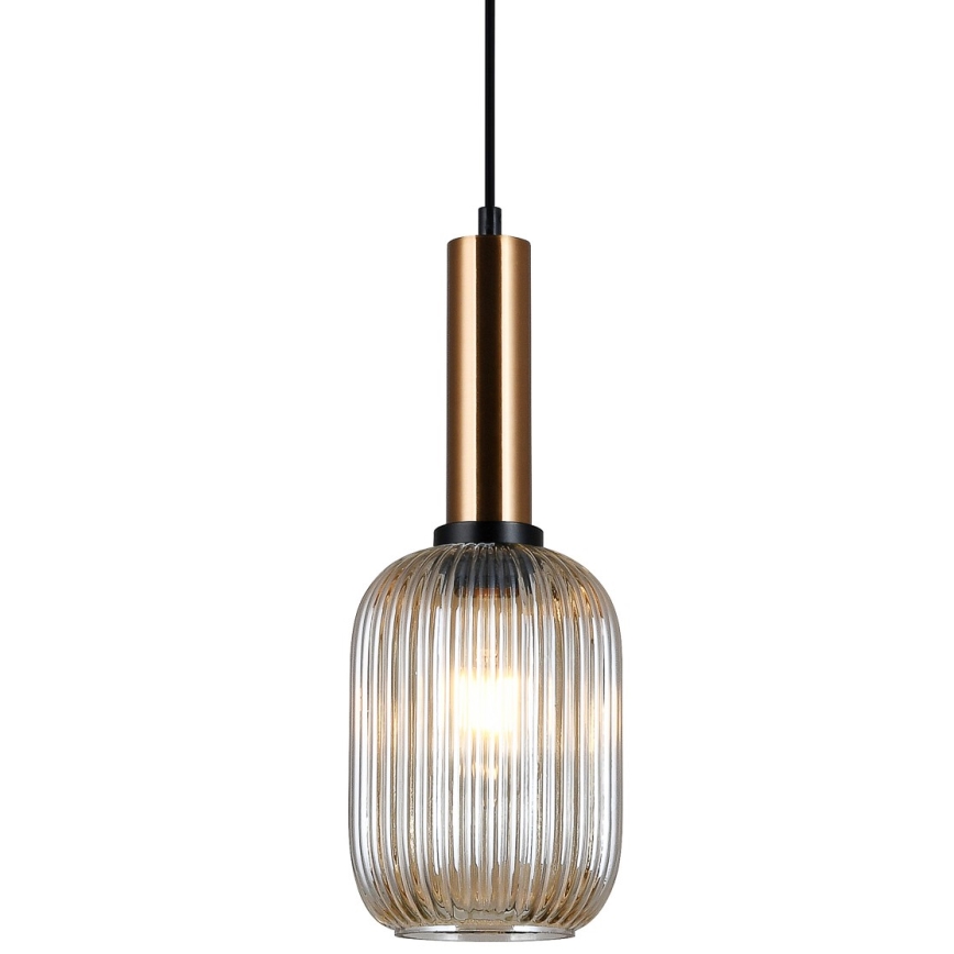 ITALUX - Lampa wisząca na linkę ANTIOLA 1xE27/40W/230V śr. 15 cm brąz