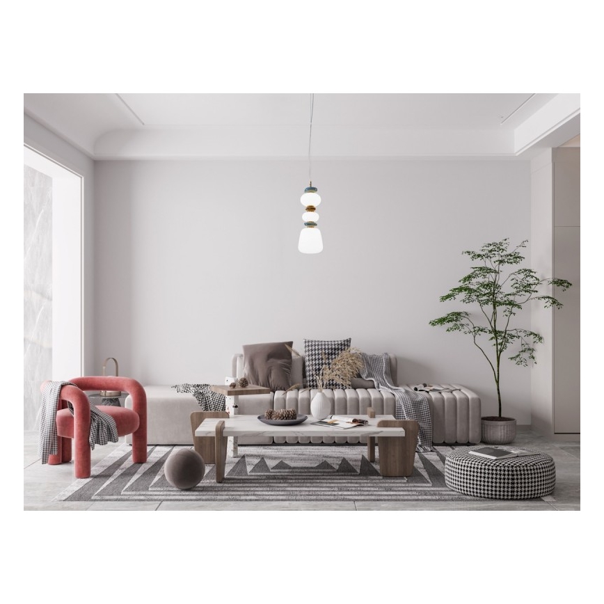 ITALUX - LED Lampa wisząca na lince EVANS LED/15W/230V 3000K złota/niebieska