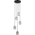 ITALUX - Żyrandol na linkach TORNO 5xE14/40W/230V czarny/złoty