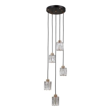ITALUX - Żyrandol na linkach TORNO 5xE14/40W/230V czarny/złoty