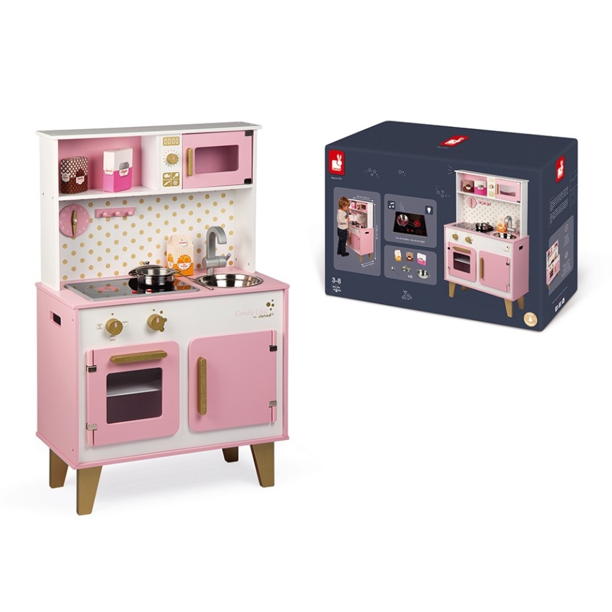 Janod - Drewniana kuchnia z podświetlaną LED płytą CANDY CHIC