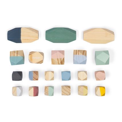 Janod - Drewniane klocki SWEET COCOON 20 szt. kamienie