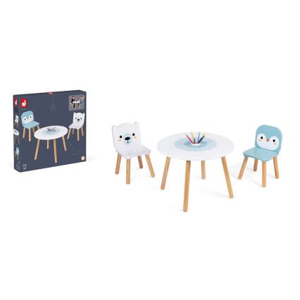 Janod - Drewniany stolik z krzesłami