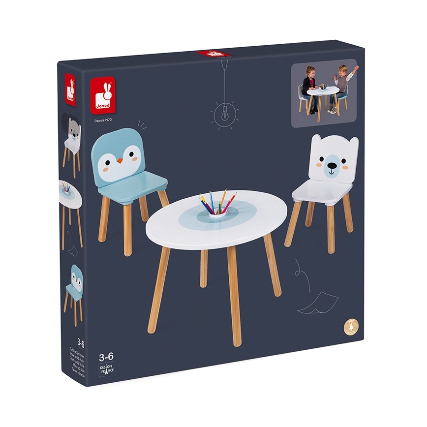 Janod - Drewniany stolik z krzesłami