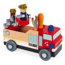 Janod - Drewniany zestaw konstrukcyjny BRICOKIDS wóz strażacki