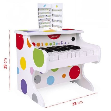 Janod - Elektroniczny fortepian CONFETTI zasilany na 4xAA